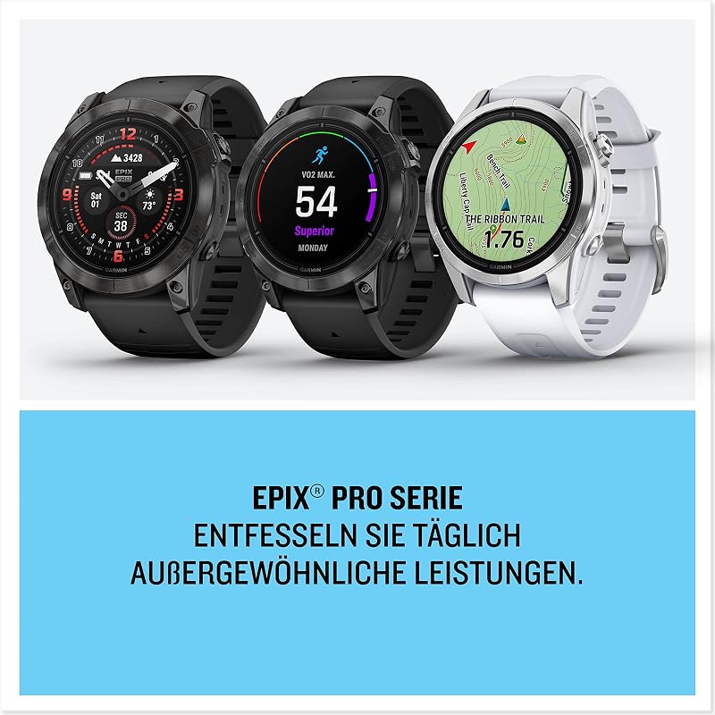 EPIX PRO 42mm – GPS-Multisport-Smartwatch mit brillantem 1,2“ AMOLED-Display und Touch-/Tastenbedienung. TOPO-Karten, 60 Sport-Apps, Music, Pay, bis zu 10 Tage Akkulaufzeit