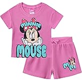 Disney Minnie Mouse Girls Waffle Knit Short Sleeve T-Shirt and Shorts Set for Toddlers and Big Kids