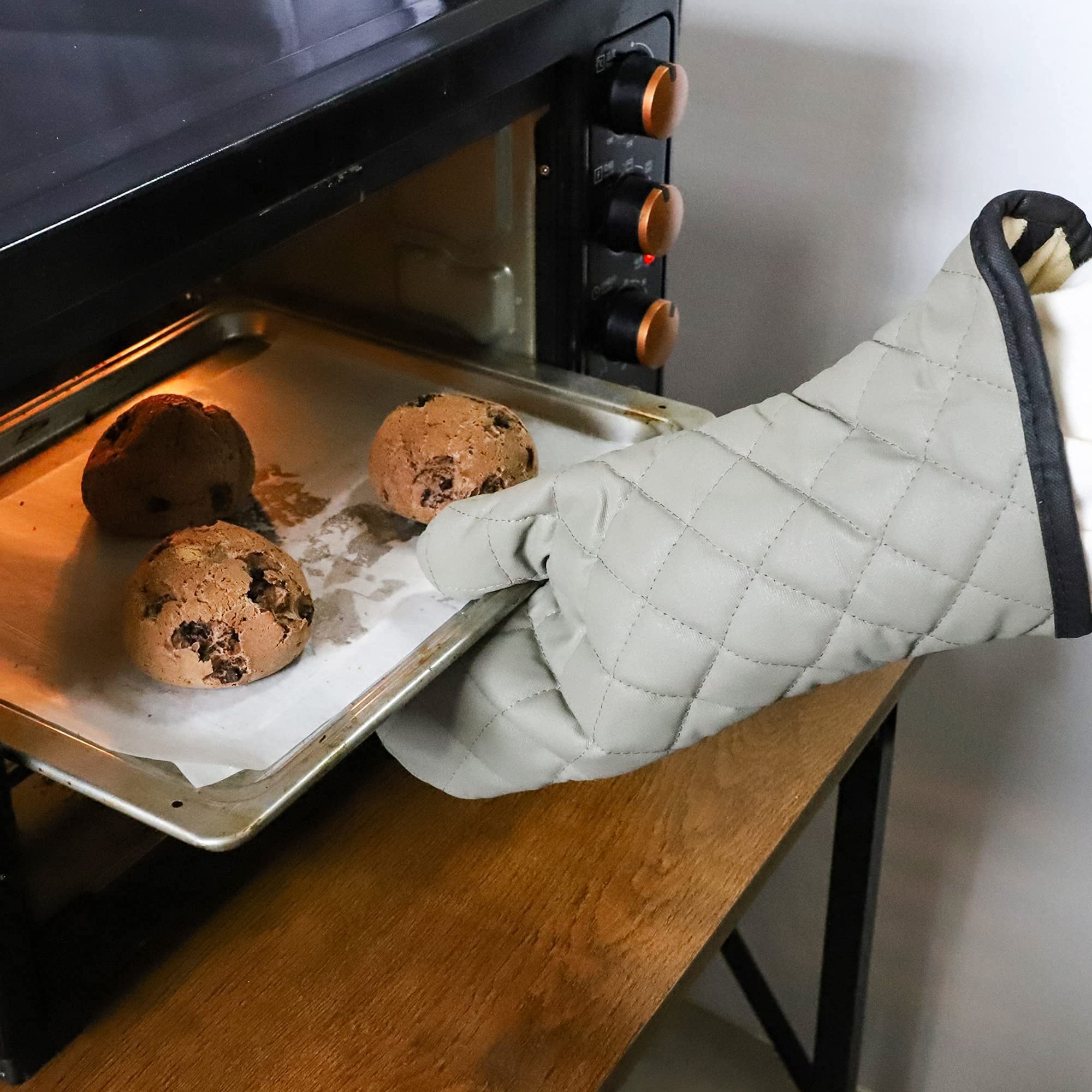 ARCLIBER Oven Mitts 1 Pair of Quilted Terry Cloth Cotton Lining,Extra Long Professional Classic Oven Mitt Heat Resistant Kitchen Oven Gloves,16 Inch