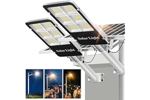 OKPRO 6000W Solar Street Lights Outdoor - 2 Pack Solar Parking Lot Lights Commercial Dusk to Dawn, Solar Lights Outdoor Waterproof Remote Control, LED Solar Street Light for Outside, Yard, Driveway