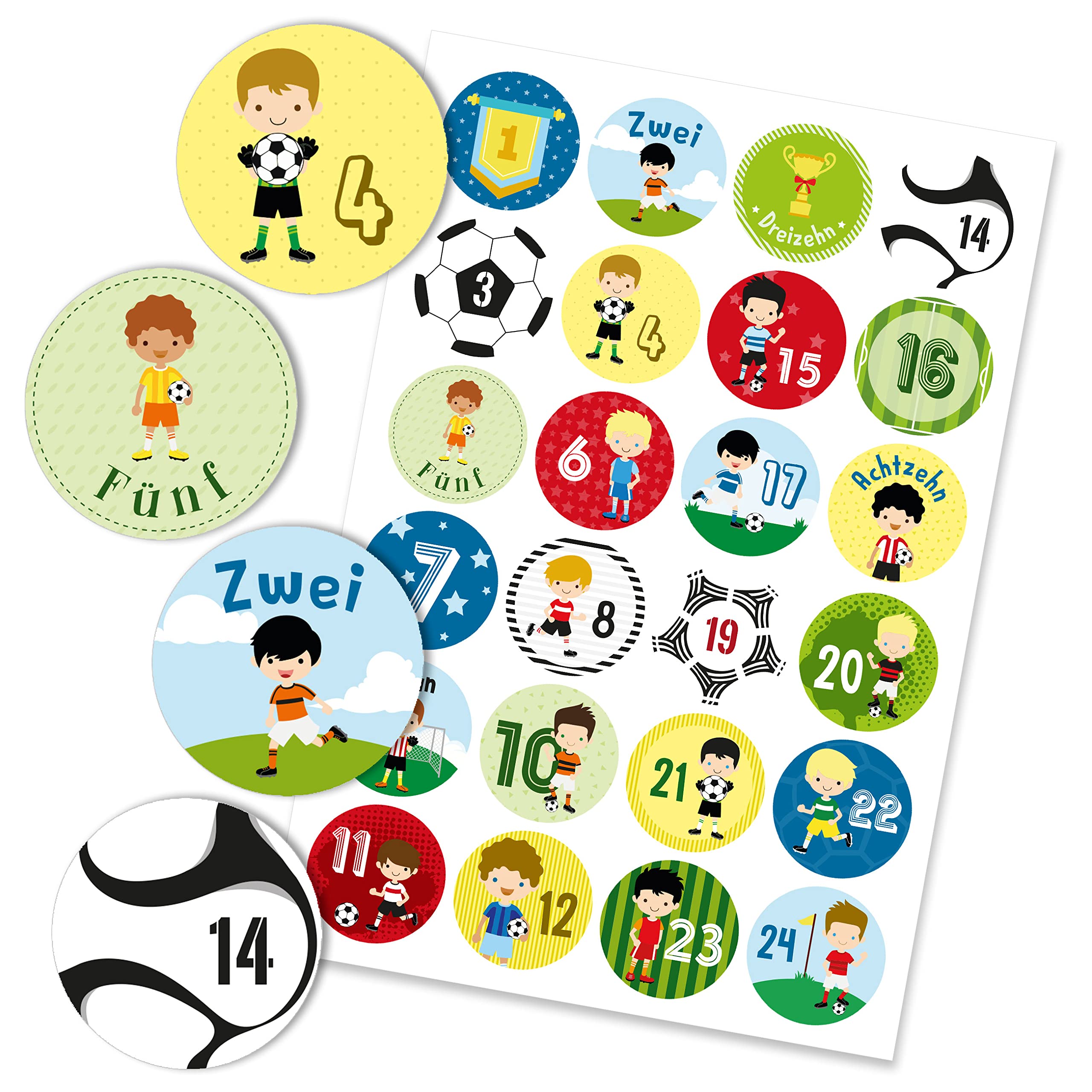 24 Advent Calendar Number Stickers Football No. 42 - Stickers - for You to Assemble and Decorate