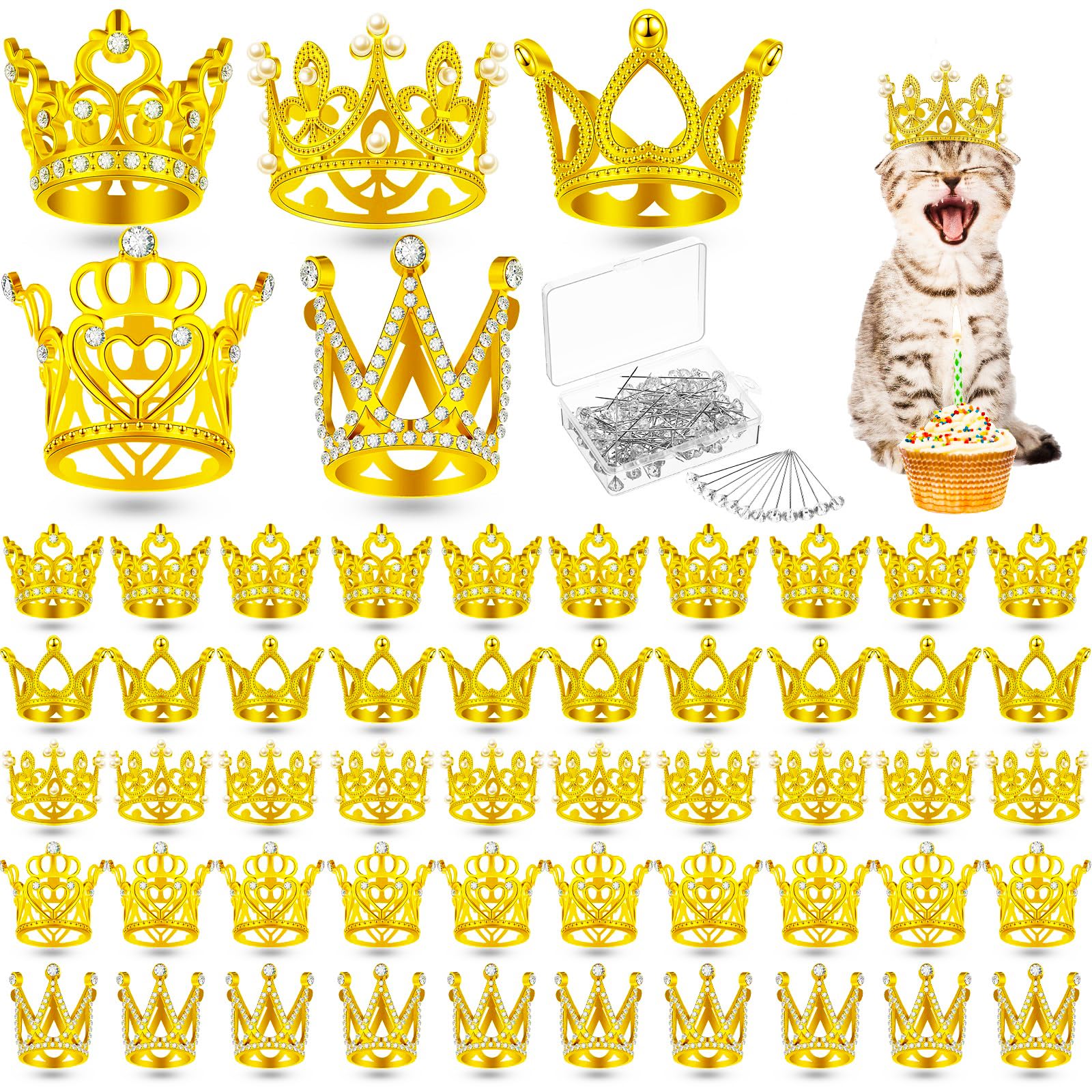 Solsew 150 Pcs Crown Cake Topper Set Include 50 Mini Crowns for Flower ...