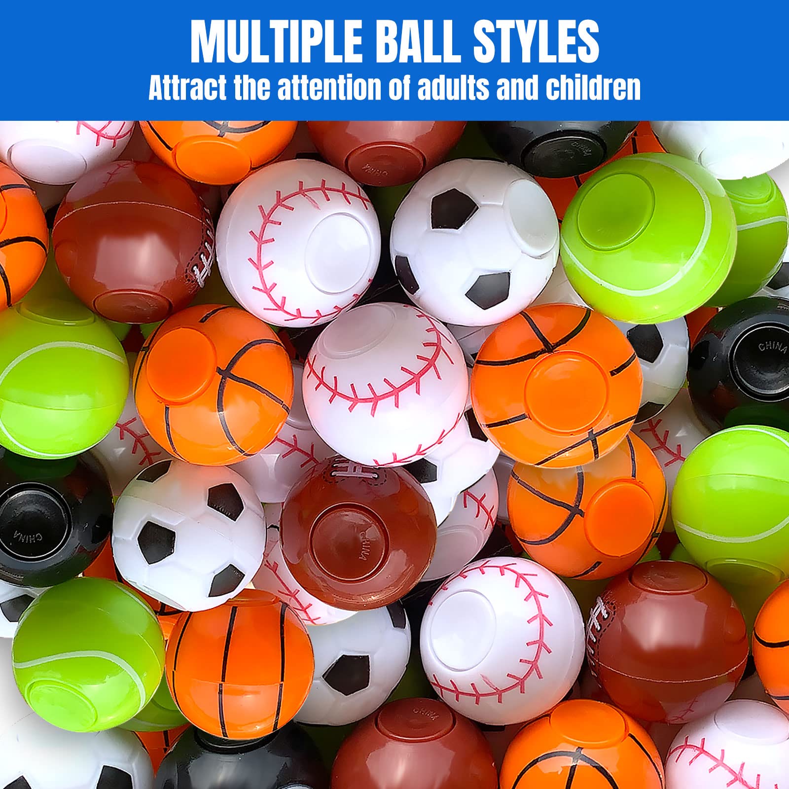 Sports Balls Party Favors for Kids 4-12, 32 Pack Fidget Spinner Return Gifts, Goodie Bag Stuffers, Treasure Box Toys for Classroom Prizes, Easter Christmas