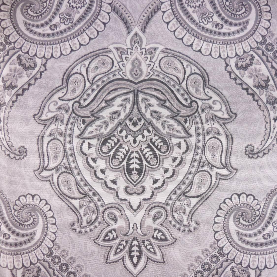 ENVOGUE Gray White Damask Medallion Window Panels Drapes Set 2 NEW 50x96