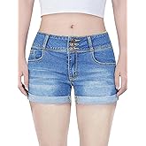 Govc Women Casual Summer Mid Waist Stretchy Denim Jean Shorts Junior Short Jeans