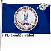XIFAN Double Sided Virginia State Flag 3x5 ft, Heavy Duty 3 Ply Durable Polyester, VA Flag with Vibrant Print/4 Rows Hemming/Brass Grommets for Indoor Outdoor Decor