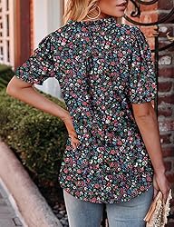 KISSMODA Women's Tunic Tops Casual V Neck Short