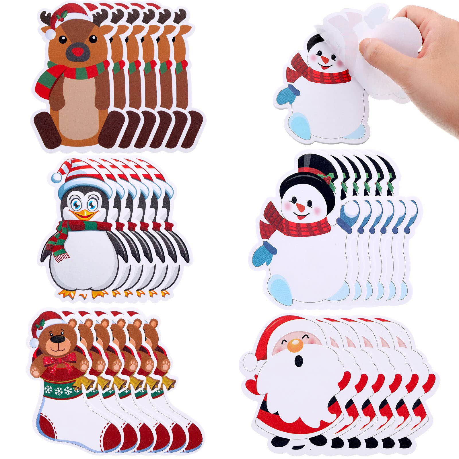 Outus 30 Pieces Christmas Notepad Bulk Self Notes Holiday Memo Santa Claus Snowman Reindeer Notes for Kids Adults Christmas School Office Gifts Stocking Stuffer Goodie Bags, 5 Styles