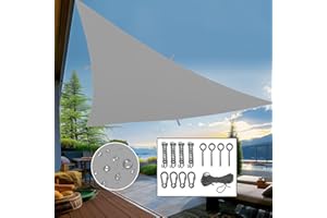 CNCZMH Triangle Sun Shade Sail Outdoor Patio, 13.6x13.6x13.6ft Waterproof Sun Shades Canopy, UV Resistant, Sunshades for Patio, Yard, Deck, Garden, Hardware Kits (Light Grey)