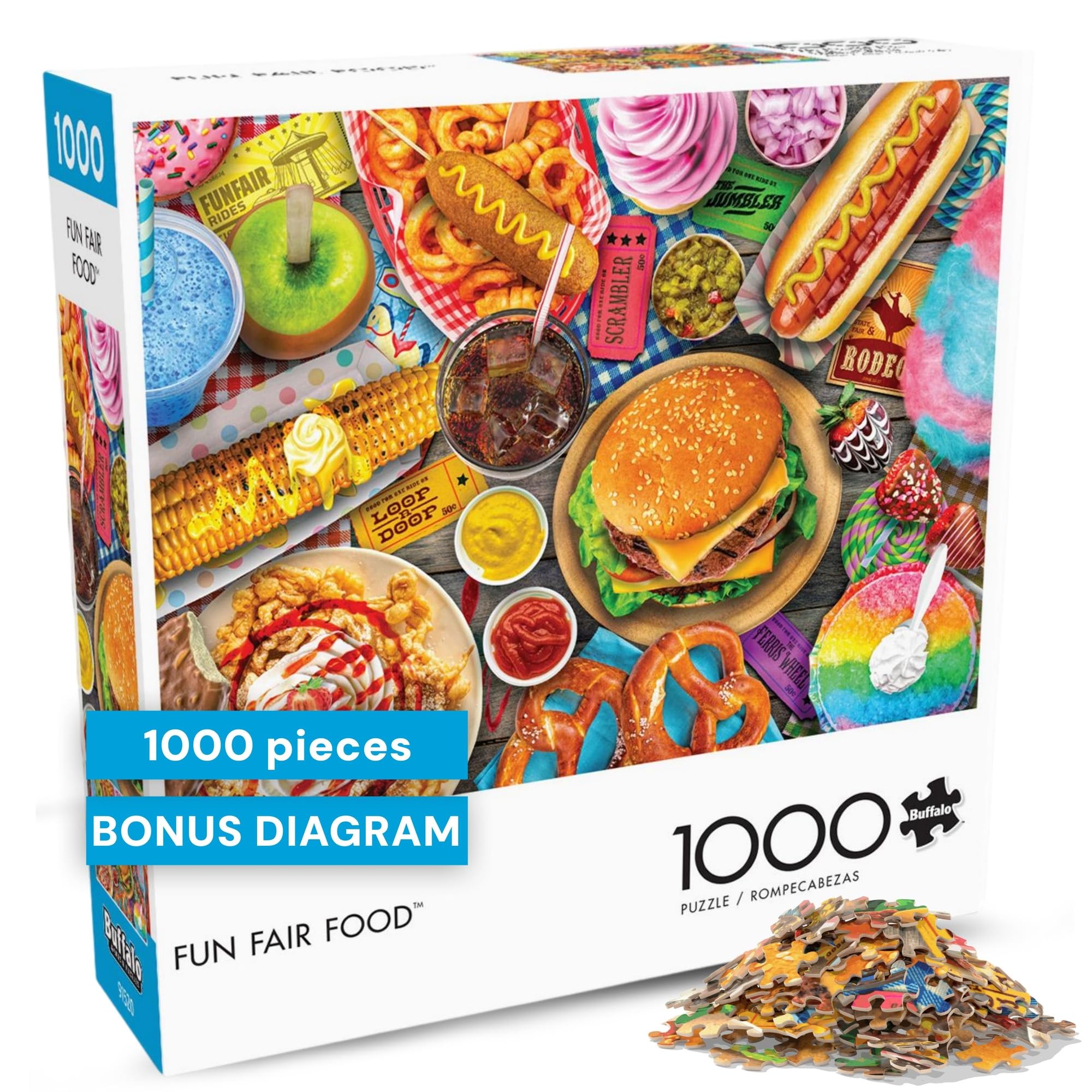 Photo 1 of Buffalo Games - Fun Fair Food - Lars Stewart - 1000 Piece Jigsaw Puzzle for Adults - Vibrant Summer Fair Scene with Mouth-Watering Treats - Challenging Puzzle Perfect for Game Nights - Made in the USA
