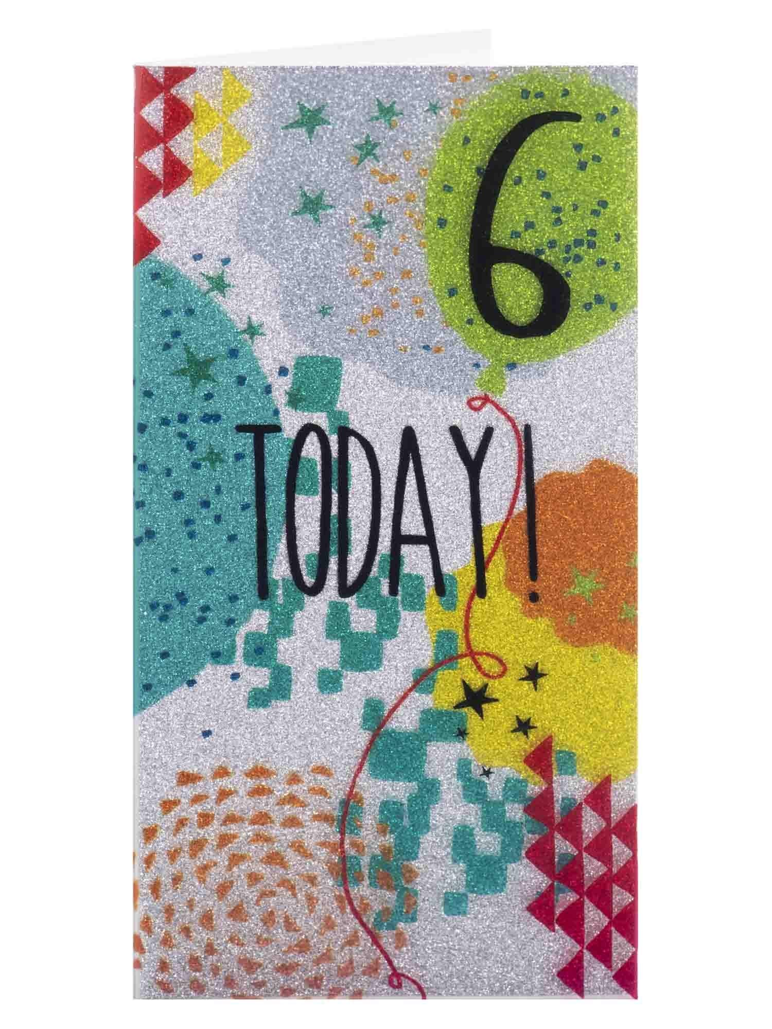 Clintons: 6 Today Balloons Birthday Card, 6th Birthday, Boy | for him 216x114mm, Multi-Colour, 1144328