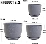 PROFIKLA Plastic Plant Pots Set of 3 Grey Speckles 16cm 18cm 20cm with Saucers view 2