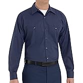Red Kap Men's Durastripe Work Shirt, Navy/Light Blue Twin Stripe, Large