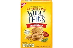 Wheat Thins Sundried Tomato & Basil Snacks, Whole Grain Wheat Crackers, Snack Crackers, 8.5 oz