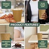 Zuvo Kraft 12 Ounce Ripple 3 Ply Disposable Insulated Paper Cups Brown view 4