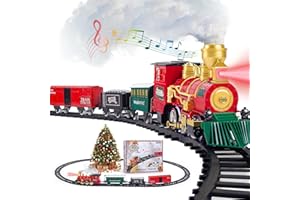 AUROTOPS Kids Train Set, Christmas Train Set for Under The Trees, Electric Train Toys for Boys Girls with Steam Locomotive, Passenger Cars, Cargo Cars, Sounds & Lights, for 3 4 5 6 7 8+ Years O