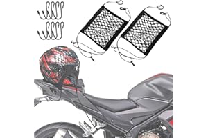 2PCS Upgrade Cargo Net for Motorcycle Helmet Storage, 10"X11" High-Elastic Double Layer Bungee Net with 8 Extra Strong Metal 