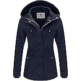 WenVen Women's Cotton Military Jacket Lightweight Casual Anorak Coat with Hood