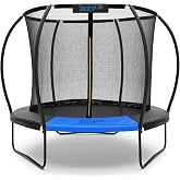 SereneLife 8/10/12 FT Trampoline Outdoor - Heavy-Duty Backyard Trampoline for Kids and Adults with Wide Jumping Surface, Stable L-Shaped Legs, Safety Net, ASTM Approved, Supports 264 lbs.