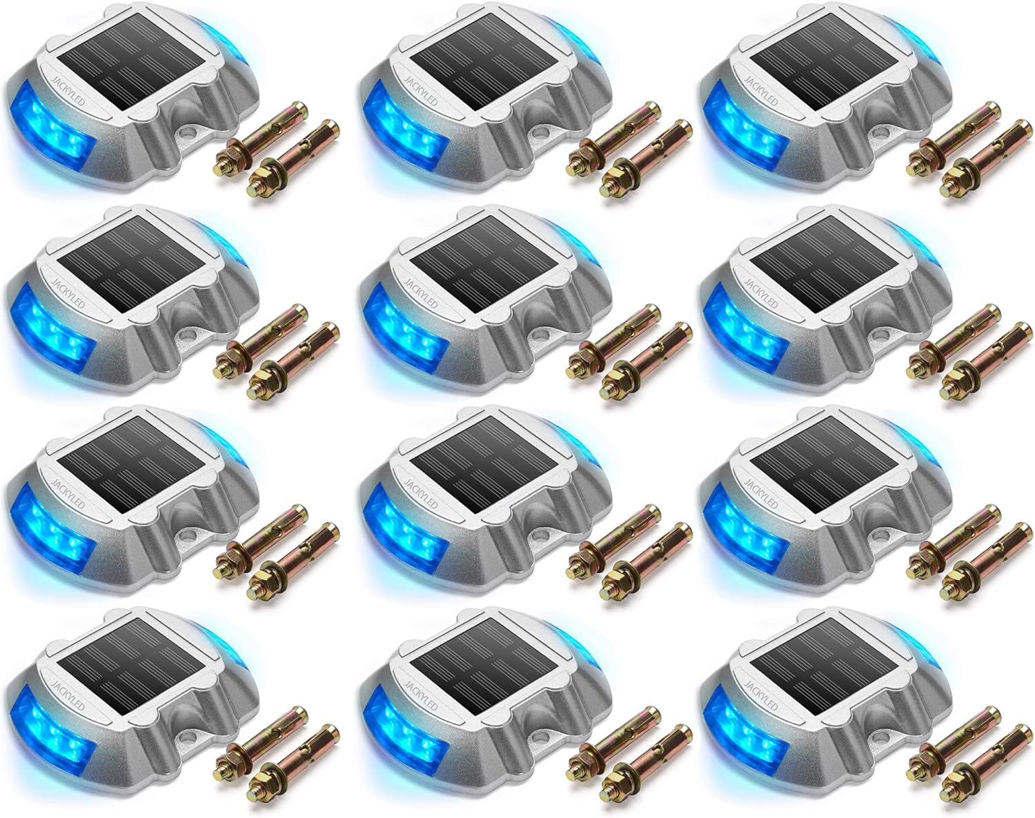 JACKYLED 12Pack Solar Dock Lights Outdoor Waterproof LED