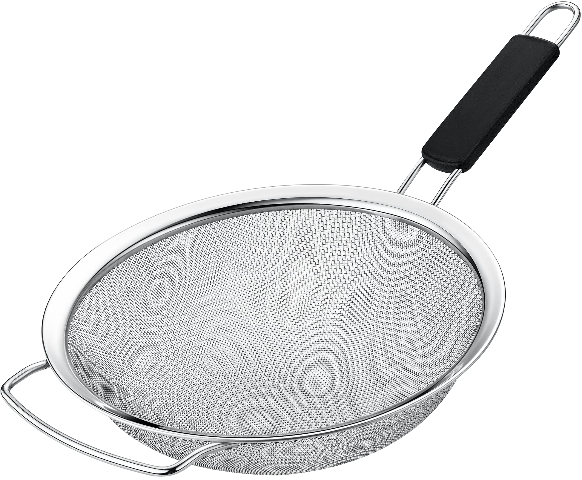 Photo 1 of    Kafoor 9" Large Fine Mesh Strainer with Thermo Plastic Rubber Handle - Sieve Fine Mesh Stainless Steel - Ideal Kitchen Essential to Strain Pasta, Quinoa and Rice