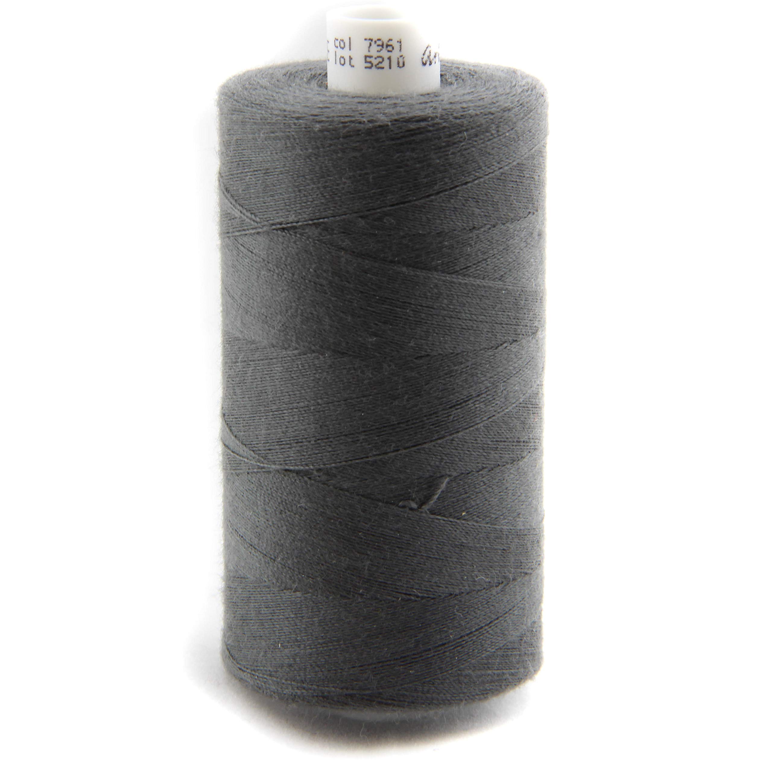 NTS Nähtechnik 1000 m sewing thread, size 80, available in assorted colours, polyester yarn for medium weight fabrics, dark grey
