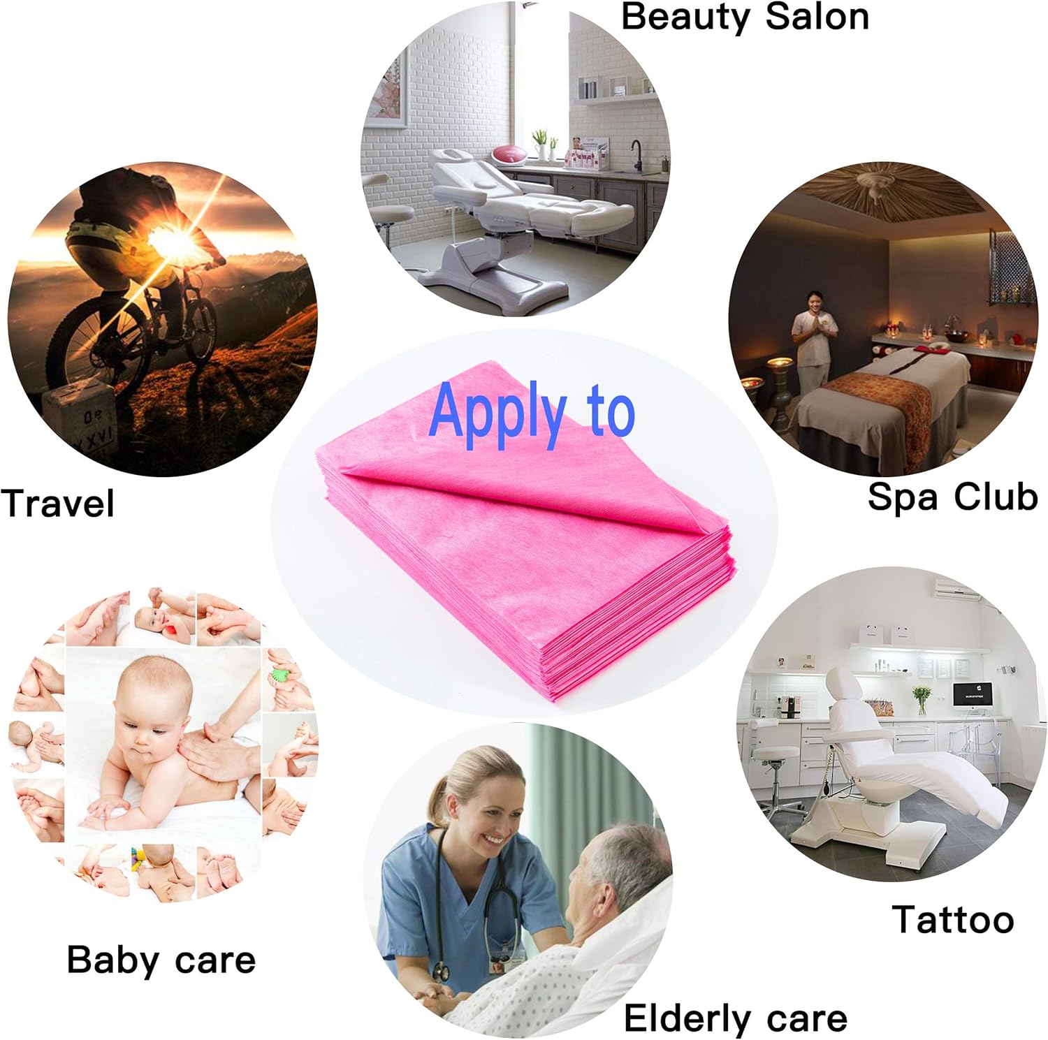 Disposable SPA Bed Sheets Beauty Salon Hotel Massage Table Sheet Waterproof Oil-Proof Travel Breathable Non-Woven Bed Cover Mattress,31" x 70", 20 PCS (Pink): Health & Personal Care
