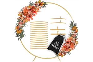 7.2 Ft Round Balloon Arch Stand Gold Backdrop Frame for Wedding, Birthday, Baby Shower, Graduation, Party Decoration-Heavy Duty Steel with Carry Bag-JC HUMMINGBIRD