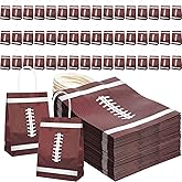 Kifmurase 50 Pieces Football Gift Bags with Handles, 8.3 x 5.9 x 3 Inch Football Party Favors Goodie Treat Bags Football Sports Theme Paper Bags for Birthday Party Supplies