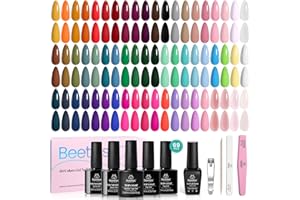 BEETLES GEL POLISH Beetles Winter Gel Nail Polish Set - Emotional Spectrum 69PCS 60 Colors Gel Polish Kit Base Coat Glossy & Matte Top Coat UV Led Soak off Collection Brown Red Black Nude White Christmas Gifts for Women