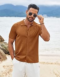 COOFANDY Men's Beach Shirts Short Sleeve Casual