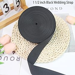 ZHFMILY 1 1/2 inch Black Nylon Webbing Strap with