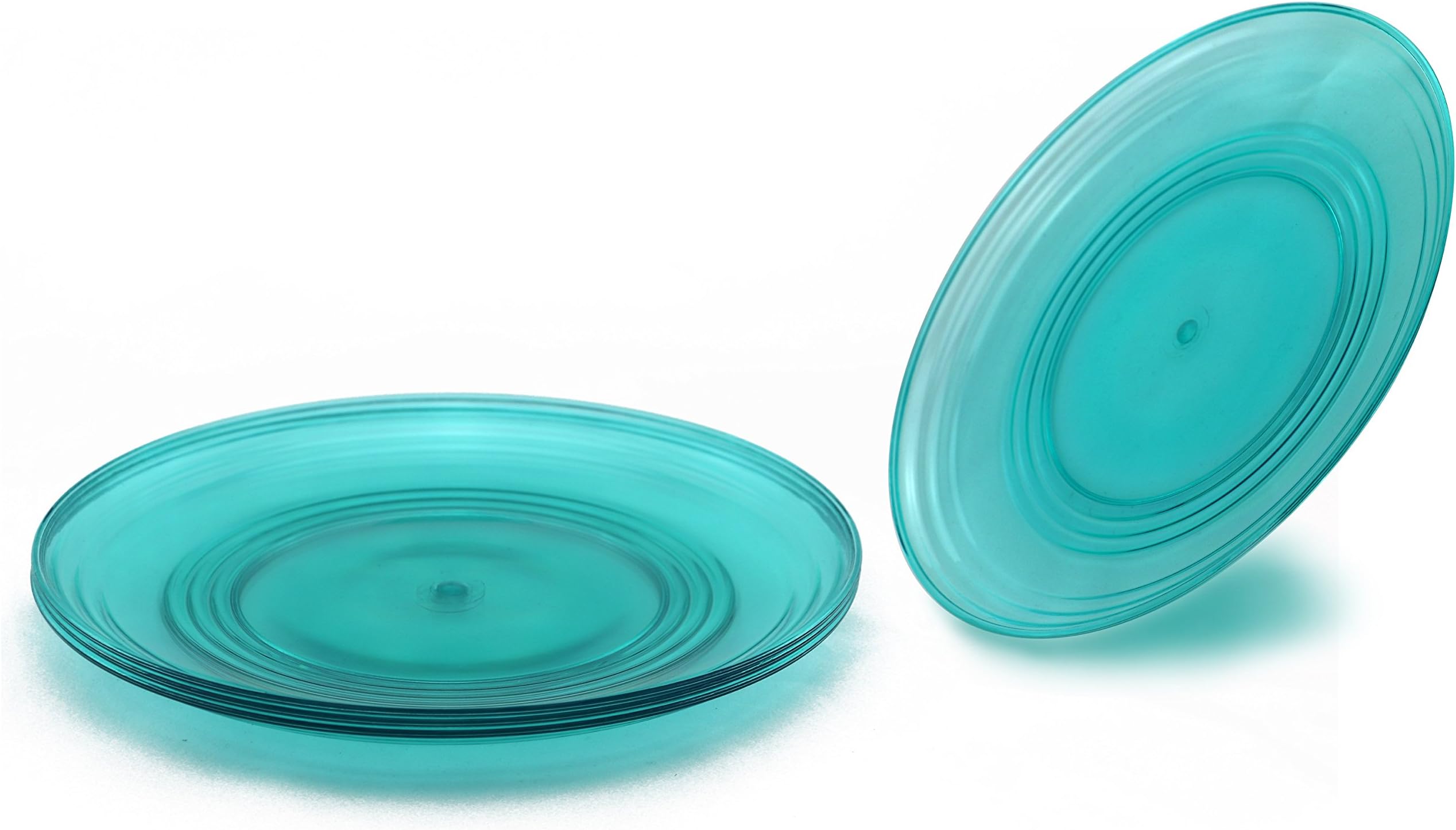 FLEXLINE 8" Kids Plates – Reusable Break-Resistant Plastic Children Snack Dishes – Set of 4 – Teal Blue Color