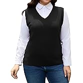 LunaSerah Plus Size Sweater Vest for Women V Neck Lightweight Knit Sleeveless Tank Top Pullover Sweaters Vest Classy