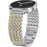 Minyee Metal Band Compatible with Samsung Galaxy Watch 8 40mm 44mm/ 8 Classic 46mm Bands, No Gap One-Click Dressy Stainless Steel Metal Gold Multi-chain Strap Mermaid Style Link Bracelet Wristband