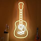 CoolGift Mart Acoustic Guitar Neon Light, Dimmable LED Guitar Neon Wall Sign USB Powered, Decorations for Bedroom Living Room Man Cave Music Studio, Gift for Guitar Players Guitarists Music Lovers
