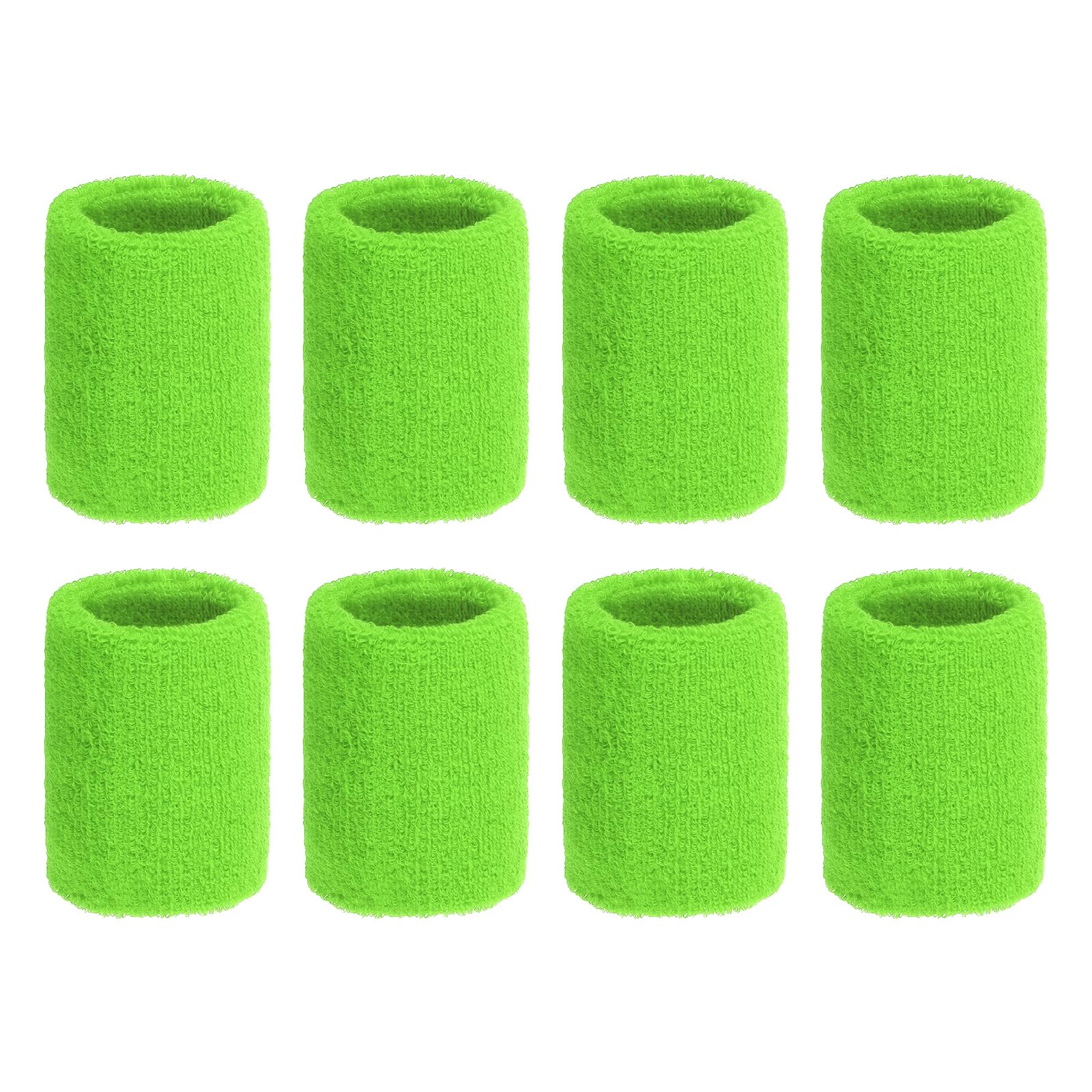 PATIKIL Wrist Sweatbands, 8Pack Sports Wristbands Sweatbands Wrist for Tennis Badminton Basketball Football, Green