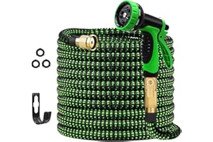 GUKOK Expandable Garden Hose 100 FT, 2024 Upgrade Water Hose with 10-Function High-Pressure Spray Nozzle, Heavy Duty Flexible Hose, 3/4" Solid Brass Fitting