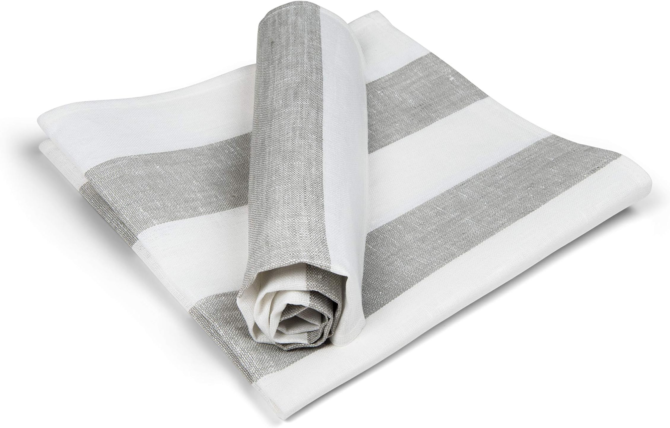 Varvara Home 17 x 17-inch Napkins Stripe Duvet Cover Set, Grey and Beige, Fabric linen, grey, 45 x 45 cm