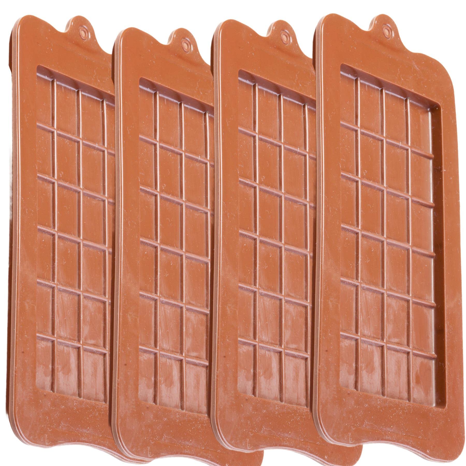 Onlineforu LTD Silicone Chocolate Bar Moulds – Set of 4 Non Stick Reusable Chocolate Mould Trays for Homemade Candy & Desserts – Oven, Microwave & Dishwasher Safe