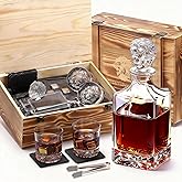 Lion Head Whiskey Decanter Set by Luskeycor – Whiskey Gift Set - 24oz 750 ml with Glasses，Whiskey Stones, Coasters and Tong – Whiskey Gifts for Men, Husband, Dad, Boyfriend，Christmas