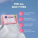 NIVEA 3in1 Rose Care Cleansing Wipes 50pk Plant-Based Makeup Remover Organic view 3