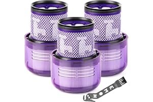 3 Pack V9 Replacement Filter for Dyson Motorbar Digital Slim Fluffy Extra Pro Cordless Vacuum SV18 V9, Replace Part 970612-01