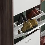 Vida Designs 3-Drawer Walnut White Wooden Shoe Cabinet Storage view 3