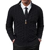 PJ PAUL JONES Mens Cardigan Sweater Full Zip Up Stand Collar Cardigans Long Sleeve Knitted Sweaters
