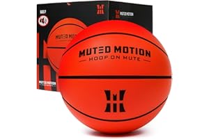 MUTED MOTION Silent Basketball Size 7 (29.5”) – Next-Gen Foam Indoor Basketball w/Advanced Durability, Deep Grooves & High Bounce | Airless Training Foam Ball | Soft & Quiet for Pros, Kids & Toddlers