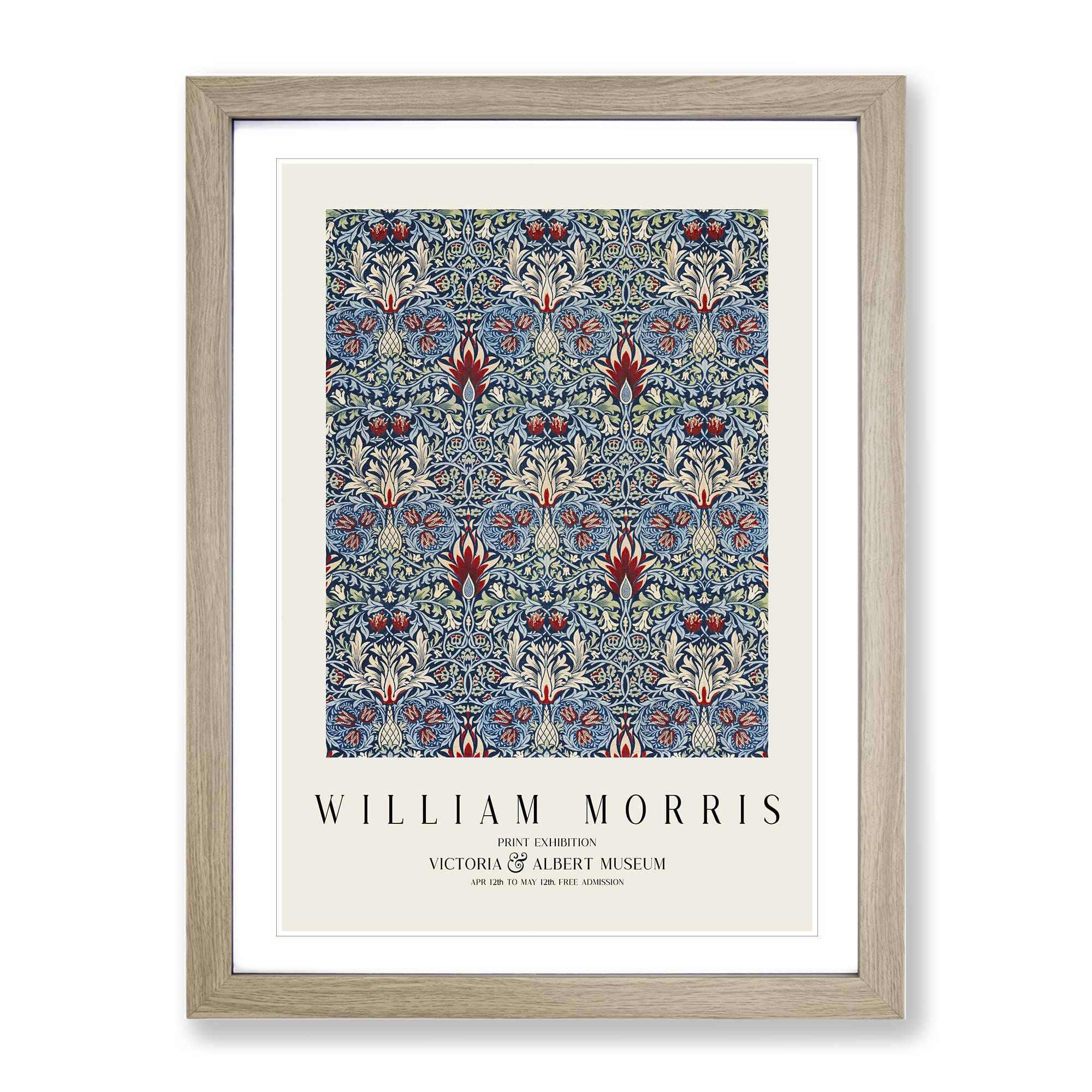 Snakeshead Vol.1 By William Morris Exhibition Museum Painting Framed Wall Art Print, Ready to Hang Picture for Living Room Bedroom Home Office Décor, Oak A4 (34 x 25 cm)