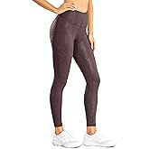 CRZ YOGA Matte Faux Leather Leggings for Women 25'' - High Waisted Stretch Ankle Leather Pants Tummy Control Pleather Tights Purple Taupe Snake XX-Small