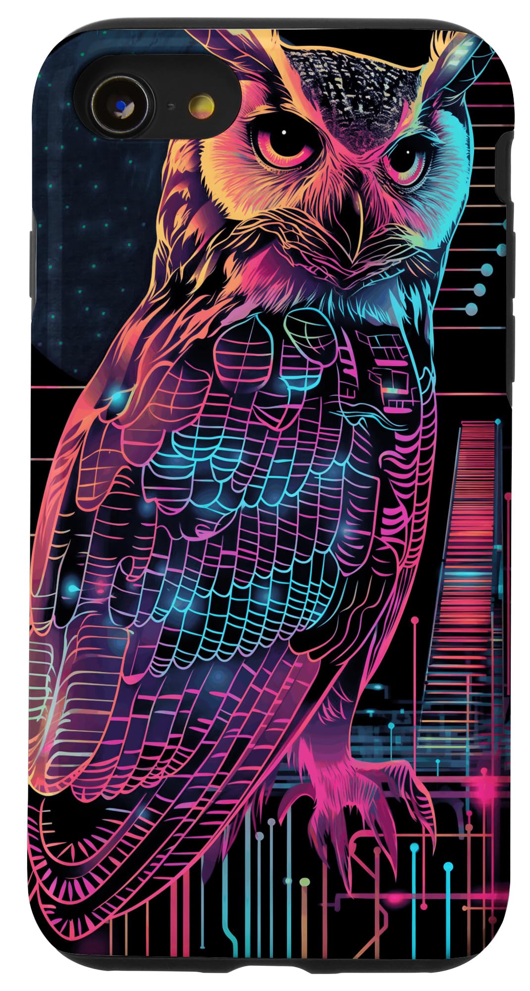 iPhone SE (2020) / 7 / 8 The Cybernetic Owl: A Pink Cyberpunk Owl in a city Design Case