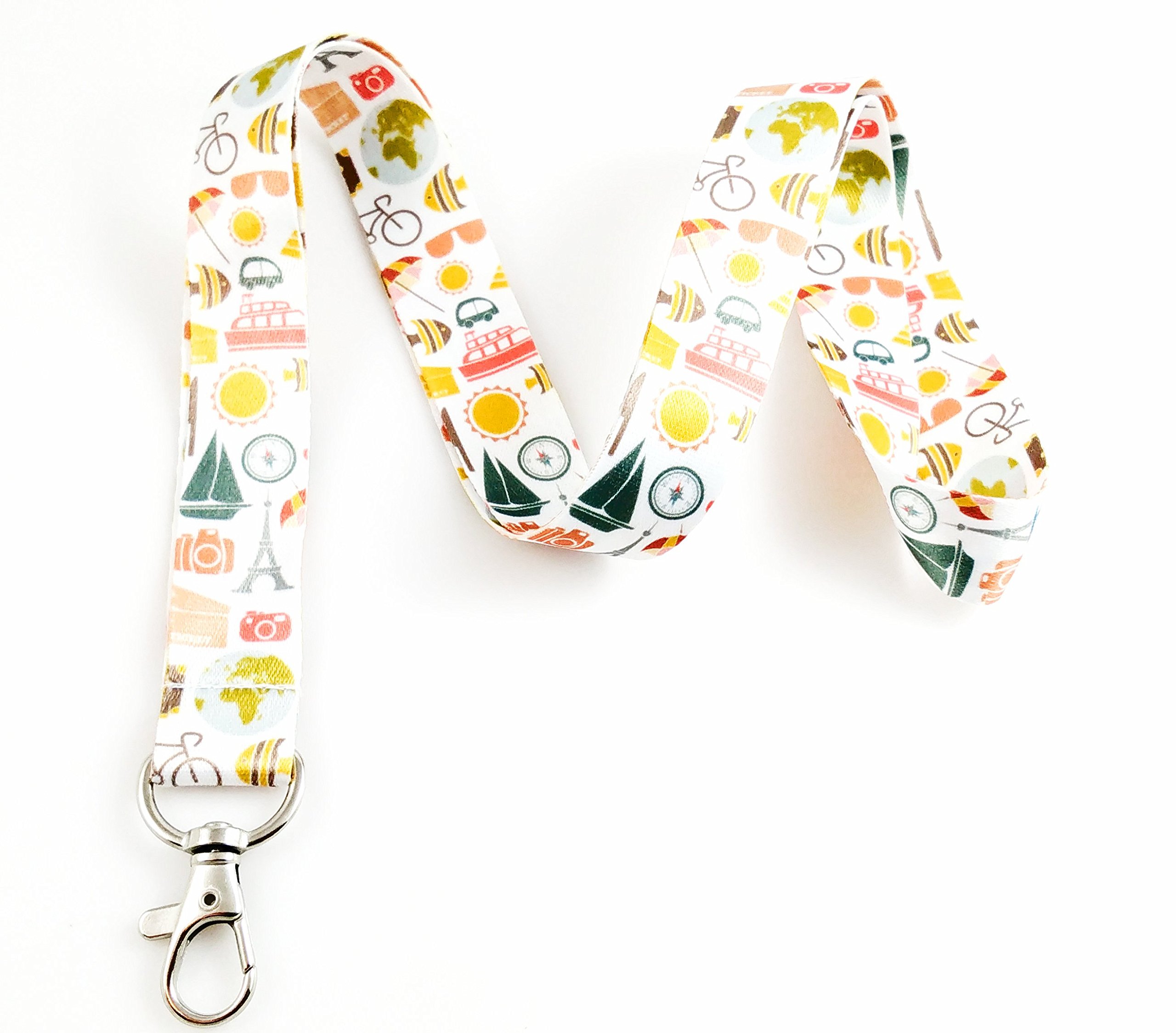 Vacation & Travel Themed Lanyard Id Badge Holder (World Travel)